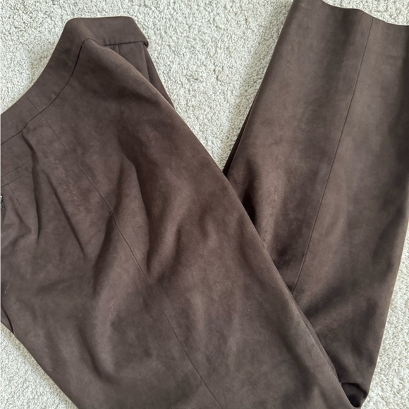 Talbots Vintage Brown Suede Like Flat Front Pants - Picture 2 of 8